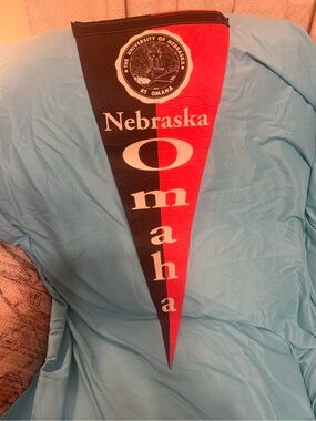 Source Unknown Red and Black Nebraska Omaha Felt Pennant